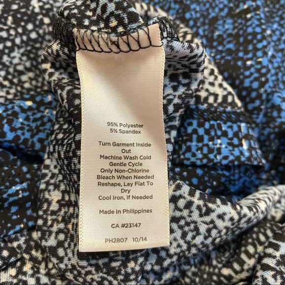 Talbots Speckled Side Scrunch Ruchwd 3/4 Sleeve Knee Length Dress Blue Sz P/S - Picture 6 of 8